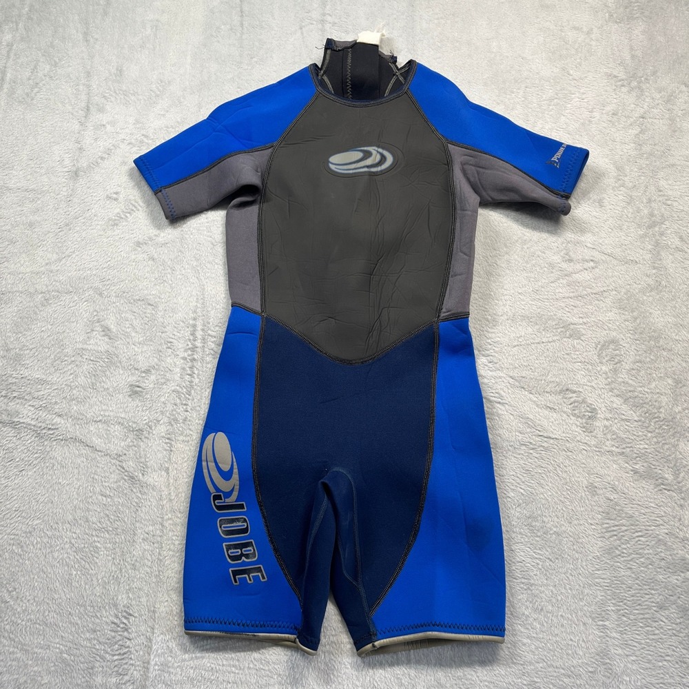 Jobe Shorty Wetsuit Youth Blue Grey Powerstretch Back Zip Springsuit Size 4